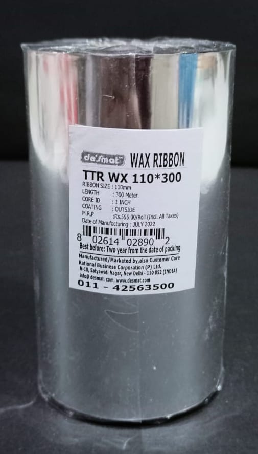 Thermal Transfer Barcode Labels Premium TTR Wax Ribbon 105mmx300 Meter