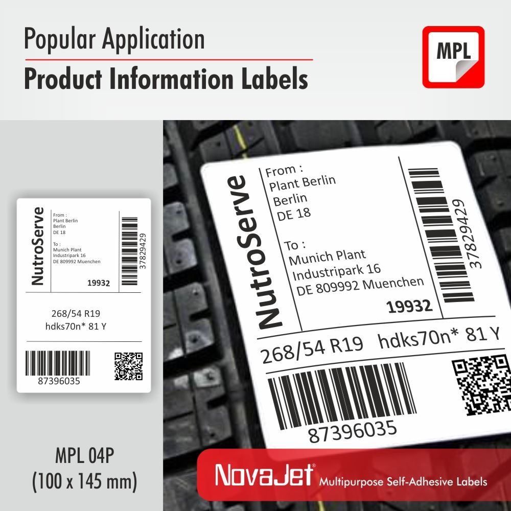NovaJet (Technova) MPL 04, A4 Size 100x145 mm, Multipurpose Label Sticker, White Colour, Pack of 100 Sheets
