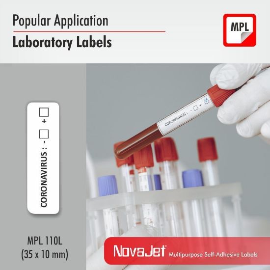 NovaJet (Technova) MPL 110, A4 Size 10x35 mm, Multipurpose Label Sticker, White Colour, Pack of 100 Sheets