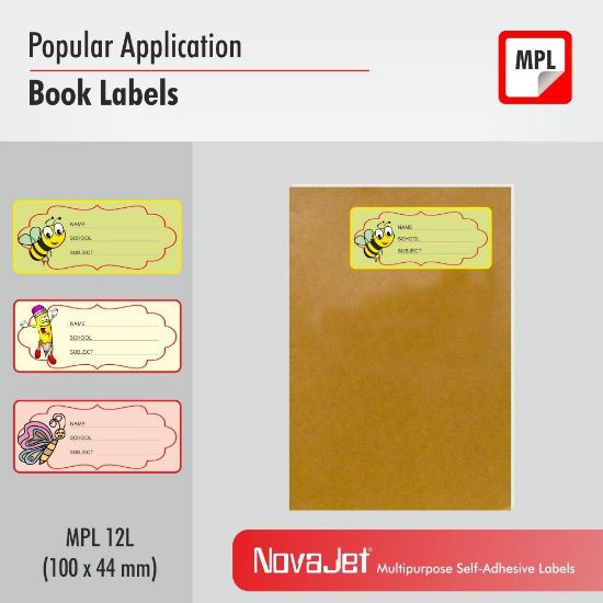 NovaJet (Technova) MPL 110, A4 Size 100x44 mm, Multipurpose Label Sticker, White Colour, Pack of 100 Sheets