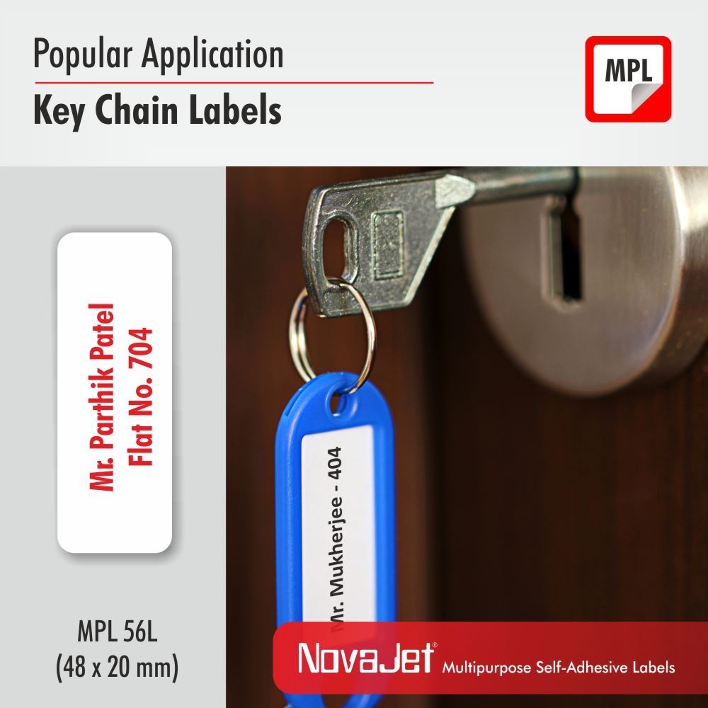 NovaJet (Technova) MPL 56, A4 Size 48x20 mm, Multipurpose Label Sticker, White Colour, Pack of 100 Sheets