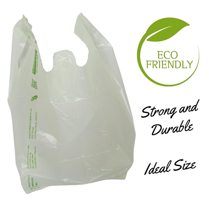 Eco Friendly Handle Bag 8x10 Inch White Colour 1 kg (Polythene Free)