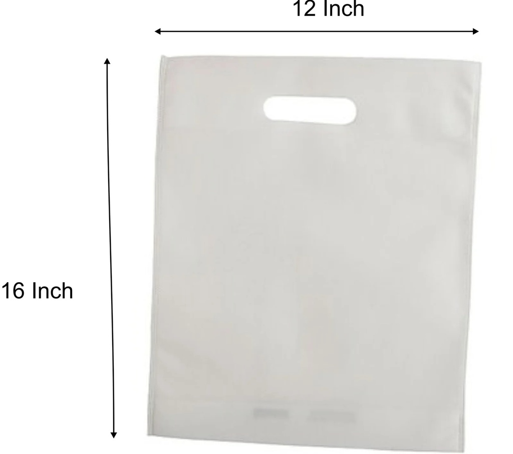 Non Woven D Cut Carry Bag Plain White 8x10 Inch (Pack Of 200)
