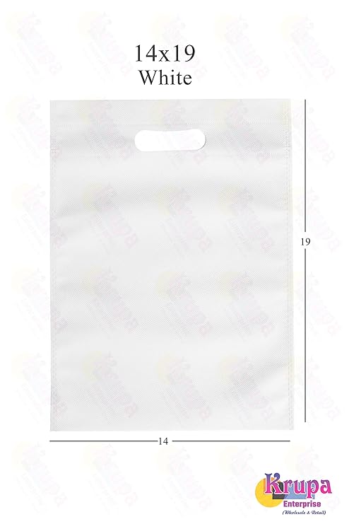 Non Woven D Cut Carry Bag Plain White 8x10 Inch (Pack Of 200)
