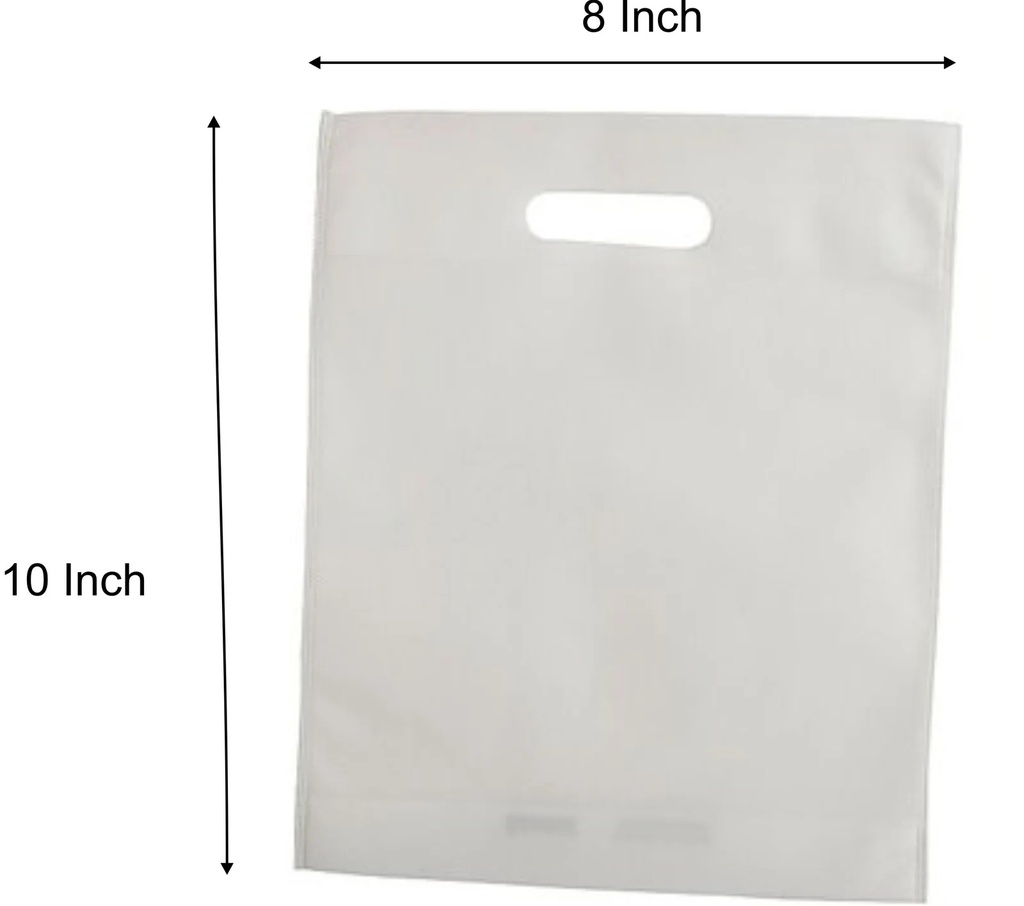 Non Woven D Cut Carry Bag Plain White 8x10 Inch (Pack Of 200)