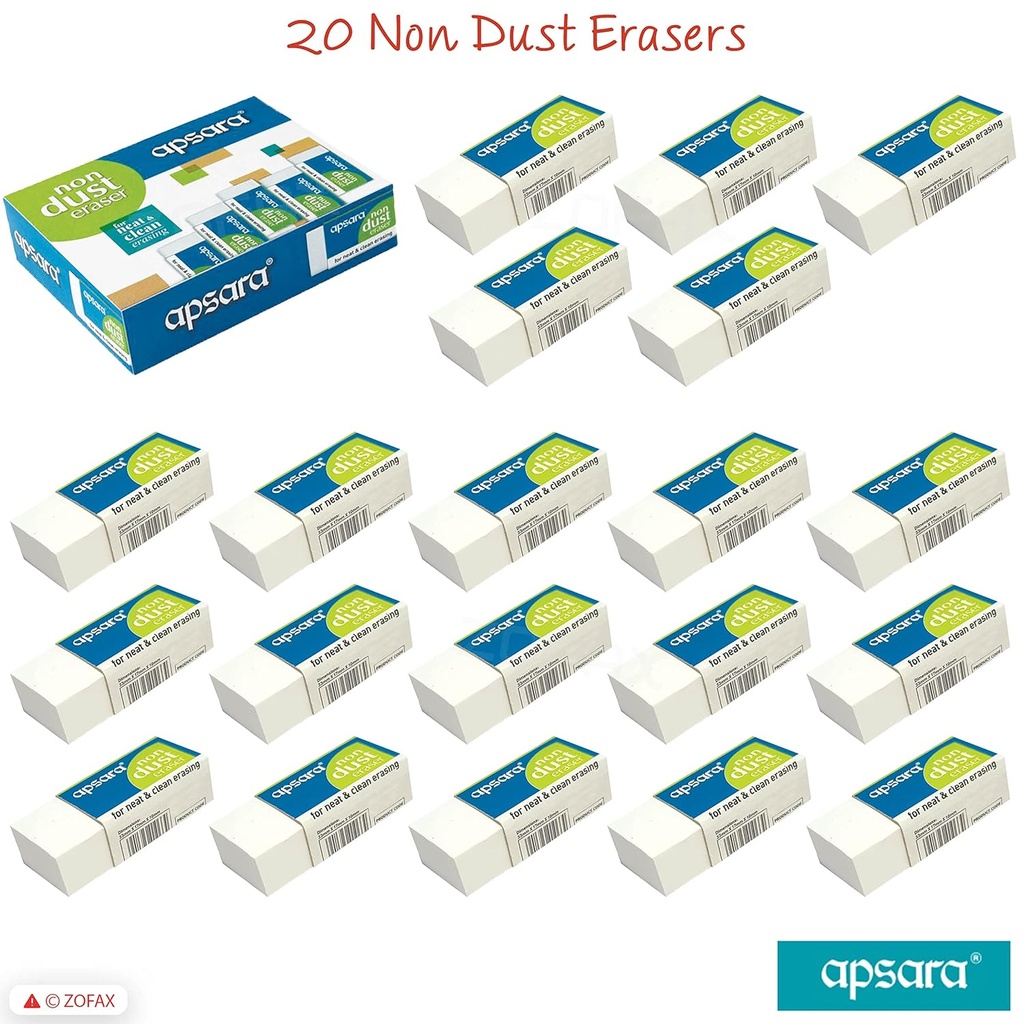 Apsara Non Dust Eraser (Pack Of 20)