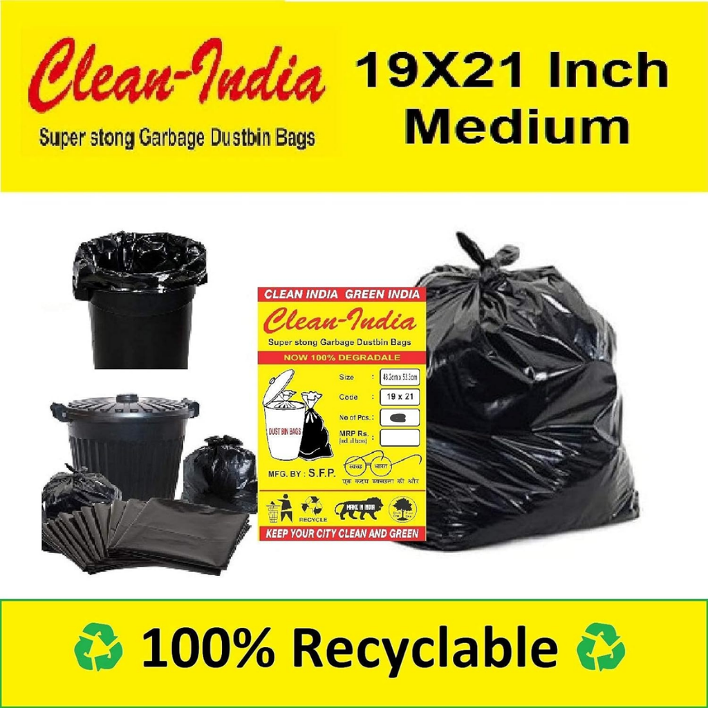 Black Colour Plastic Garbage Bag 19X21 Inch (Dustbin Waste Bag)