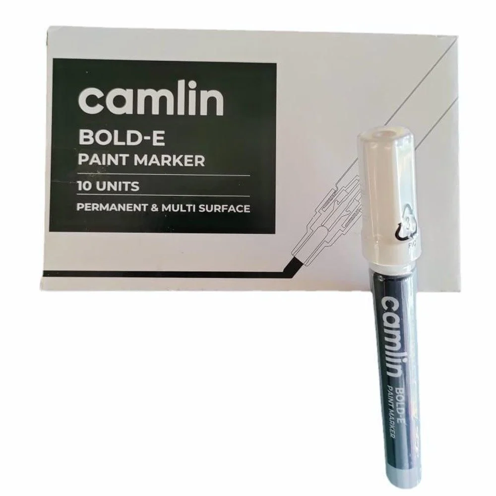 Camlin Bold-E Paint Marker Pen White (Pack Of 10)