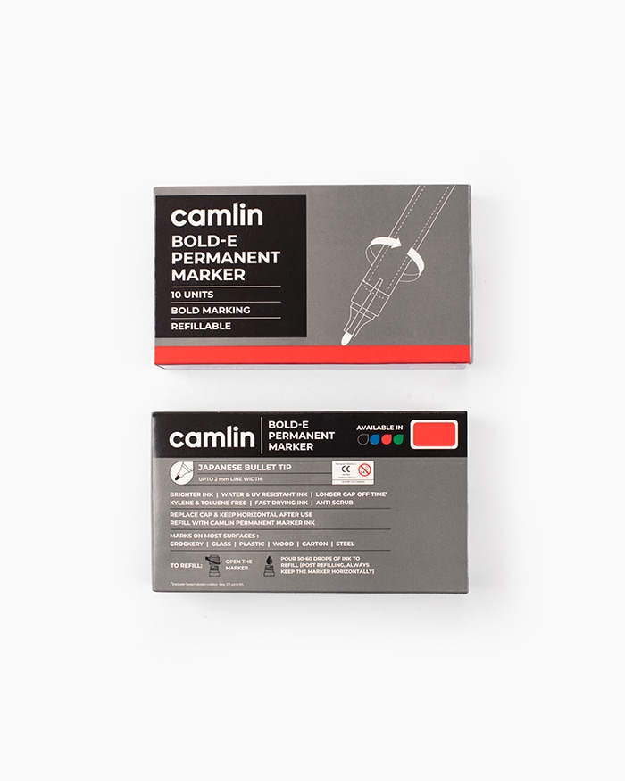Camlin Permanent Marker Red (Pack Of 10)