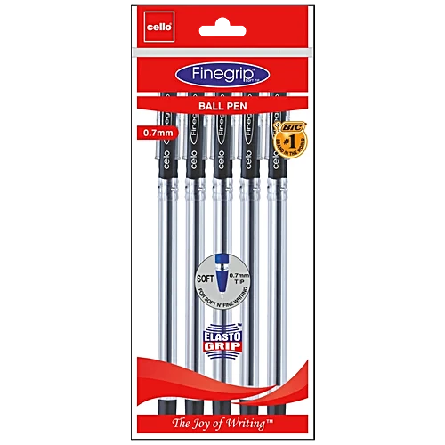 Cello Finegrip Ball Pen Blue Colour 0.7mm (Pack Of 5)