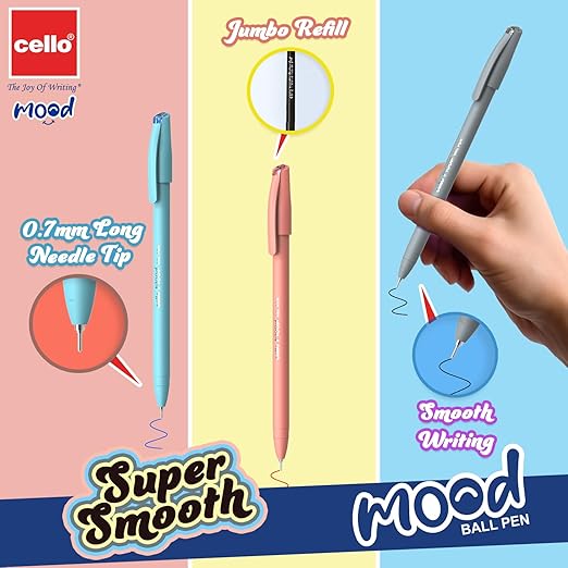 Cello Mood Ball Pen Blue 0.7mm (Pack Of 10)