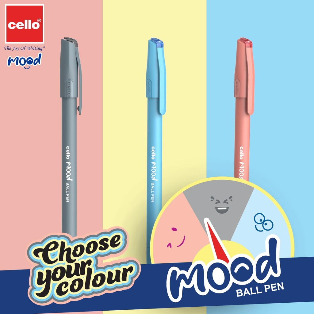 Cello Mood Ball Pen Blue 0.7mm (Pack Of 10)