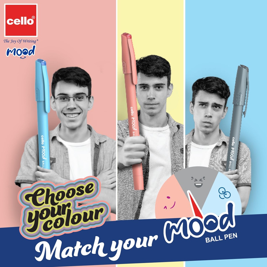 Cello Mood Ball Pen Blue 0.7mm (Pack Of 10)