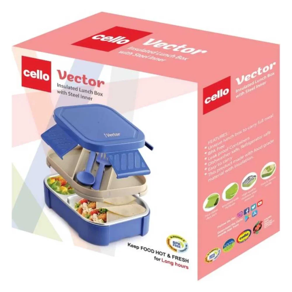 Cello Vector Insulated Lunch Box with Stainless Steel Inner