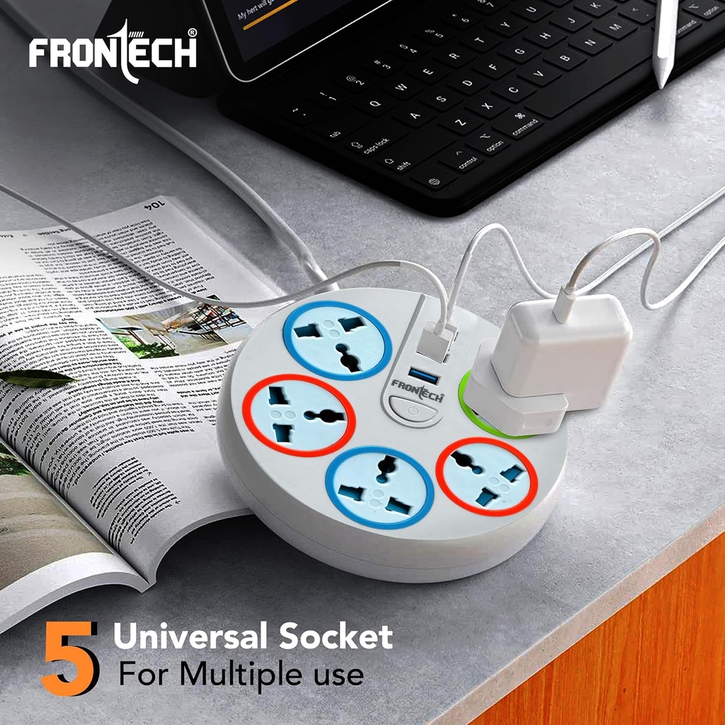Frontech Power Connector with 3 USB Ports & 5 Universal Sockets