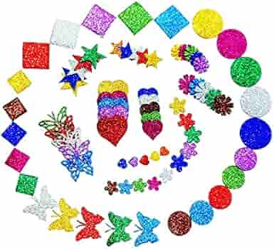 Glitter Foam Sheet, A4 Size, Mixed Colour, (1.5mm Thick -Pack Of 10) For Arts and Crafts, Scrapbooking, DIY Work, Decoration, Gift Wrapping.