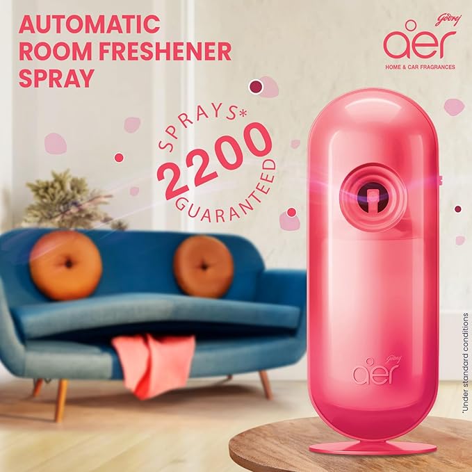 Godrej Aer Matic Kit Room Freshener (Machine+1 Refill) Petal Crush Pink