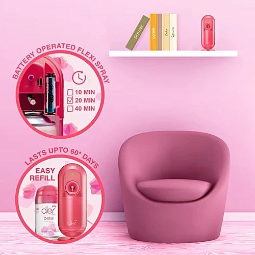 Godrej Aer Matic Kit Room Freshener (Machine+1 Refill) Petal Crush Pink