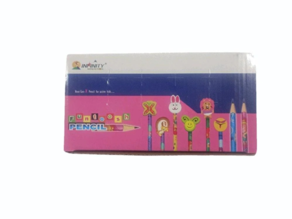 Infinity Funtoosh Pencil With Cartoon Characters for School Kids (Pack of 24)
