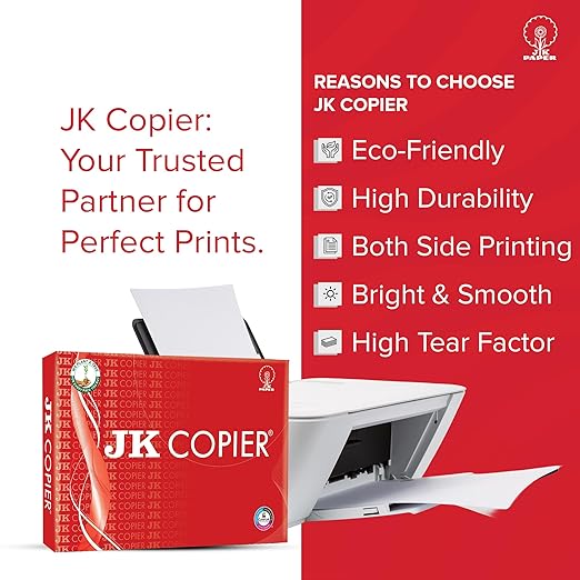 JK Red Copier Paper, Legal Size(F/S), 75 Gsm (500 Sheet,1 Ream) White Colour