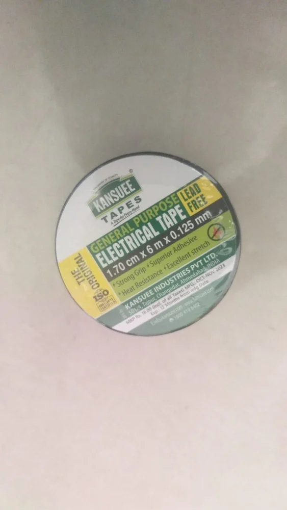 Kansuee PVC Electrical Insulation Tape 15mm, 6 Meter Black Colour (Pack of 1)