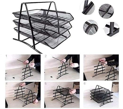 Paper Tray -Mesh Wire Metal Document Tray Set of 3 Tiers