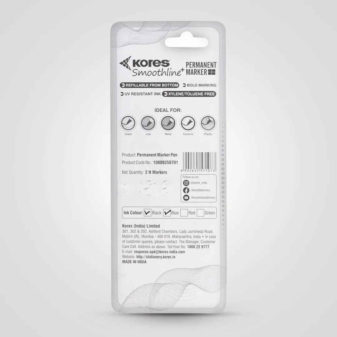 Kores Permanent Marker Pen (Pack Of 2)