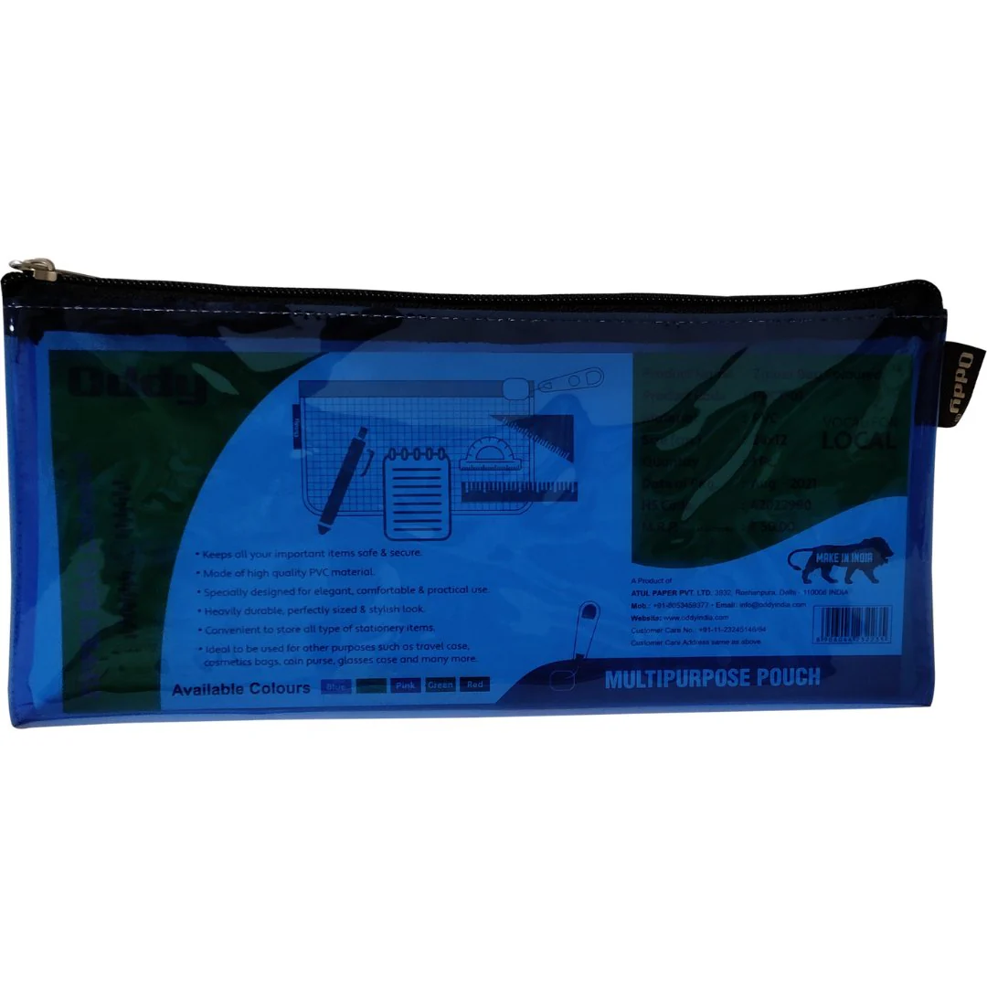 Oddy Colour Transparent Zipper Pencil Pouch