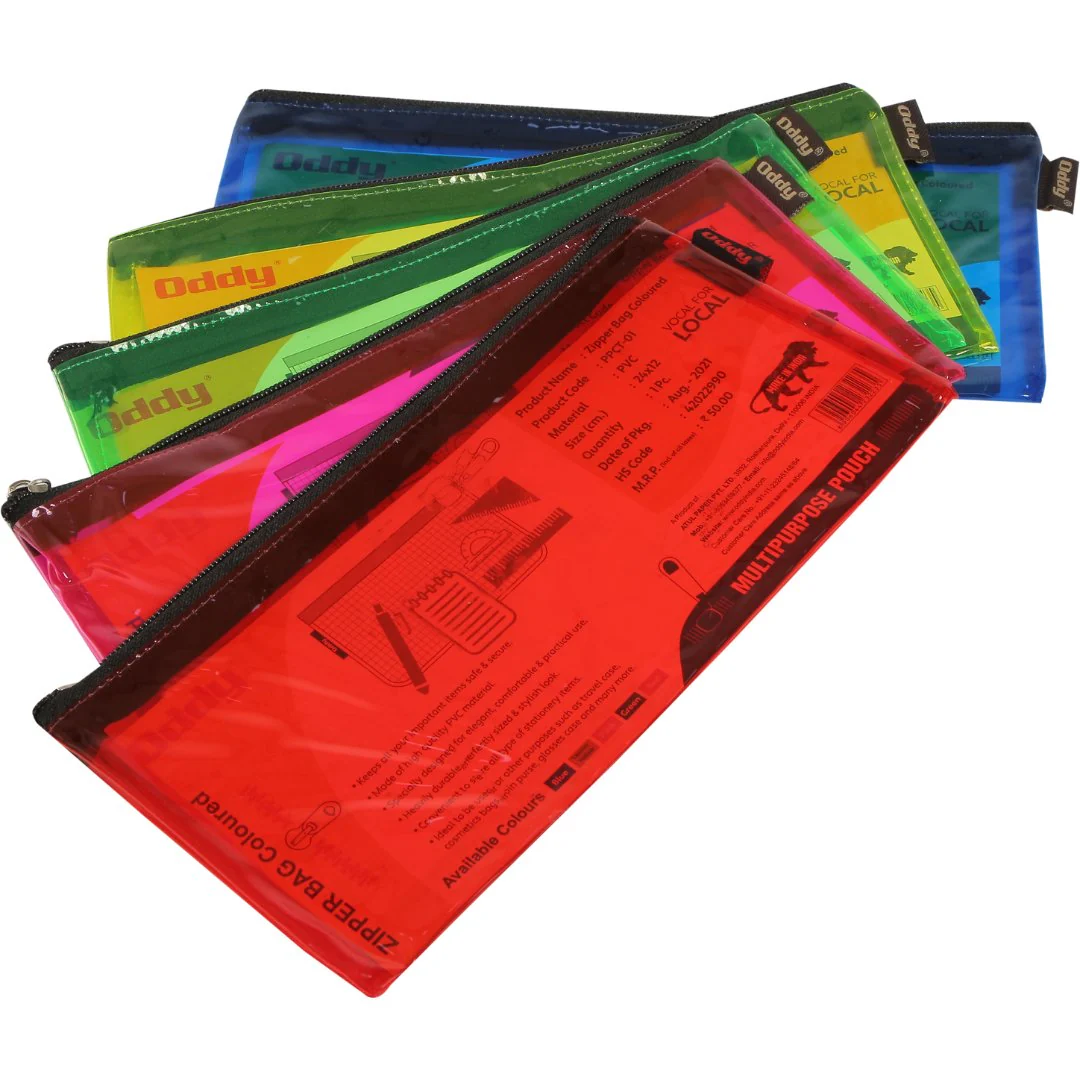 Oddy Colour Transparent Zipper Pencil Pouch