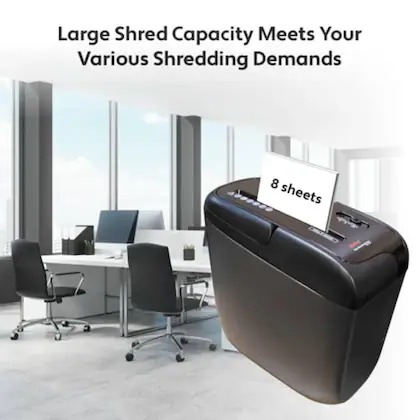 Oddy Paper Shredder Machines 8 Sheets Cross Cut