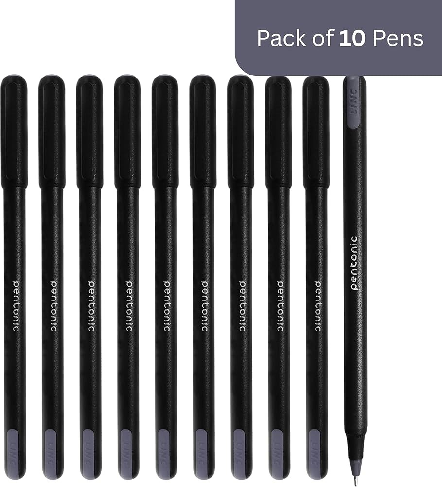 Pentonic Ball Pen 0.7mm Black Colour Refillable Pen (Pack Of 10)