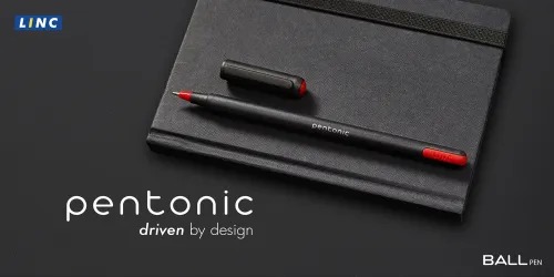 Pentonic Ball Pen 0.7mm Red Colour Refillable Pen (Pack Of 10)