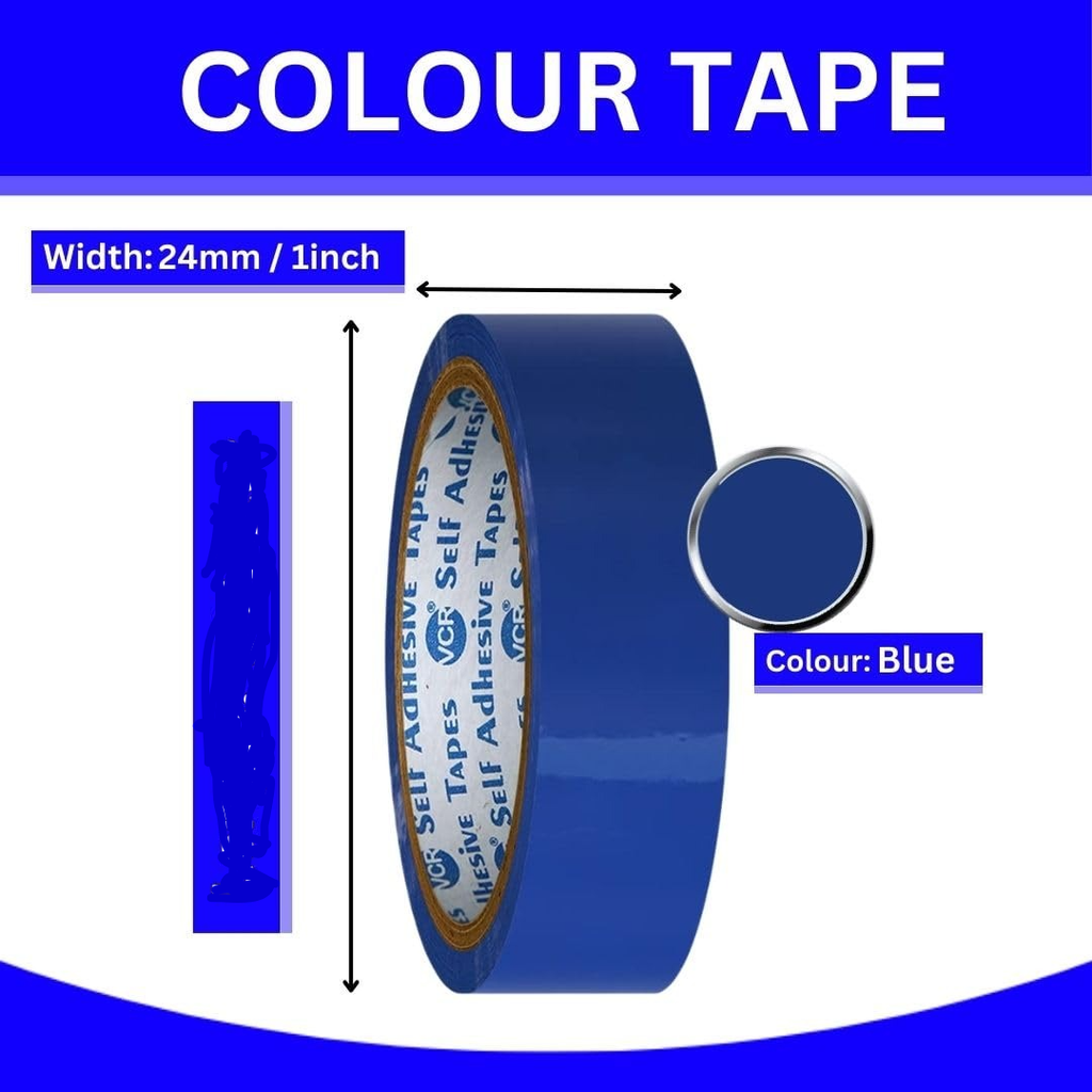 Redking Colour Tape Blue Colour 1 Inch 24mm x 35mtr (Pack of 12)