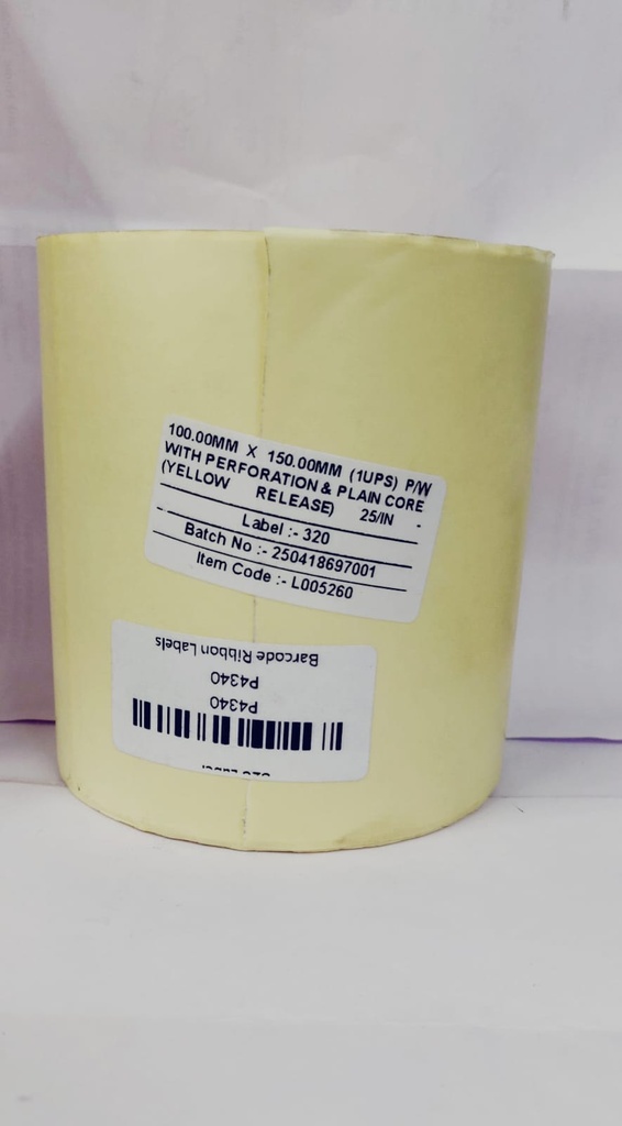 Ribbon Barcode Label Roll 4x6 Inch (100mmx150mm / 1up) 320 Label