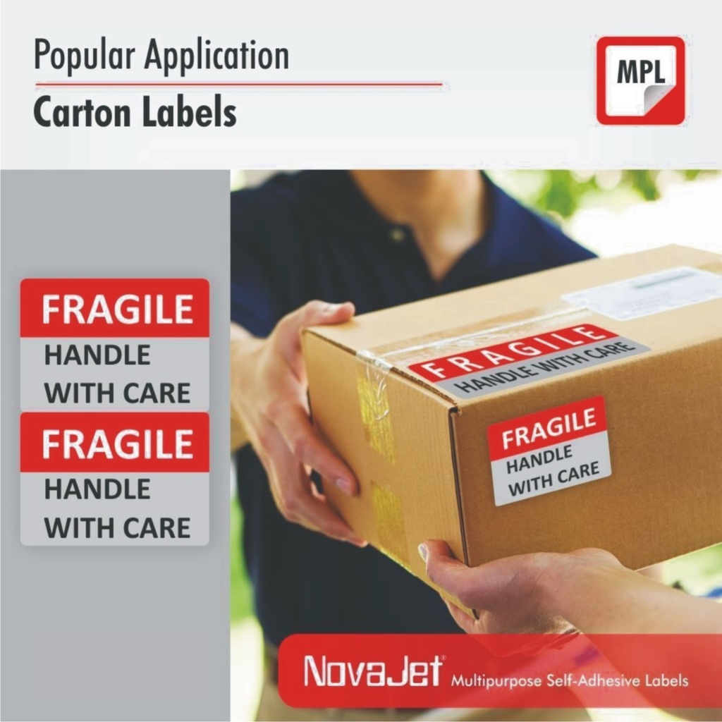 NovaJet (Technova) MPL 16, A4 Size 99x34 mm, Multipurpose Label Sticker, White Colour, Pack of 100 Sheets