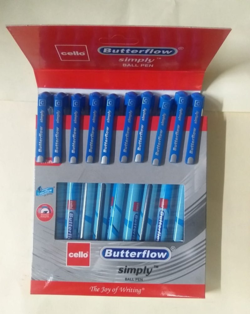 Cello Butterflow Simply Ball Pen Blue Colour 0.7mm-Pack Of 10
