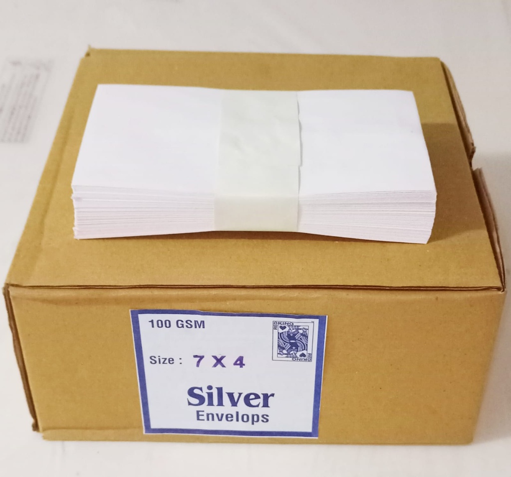 7x4 Silver Envelopes 100 Gsm-Pack of 100