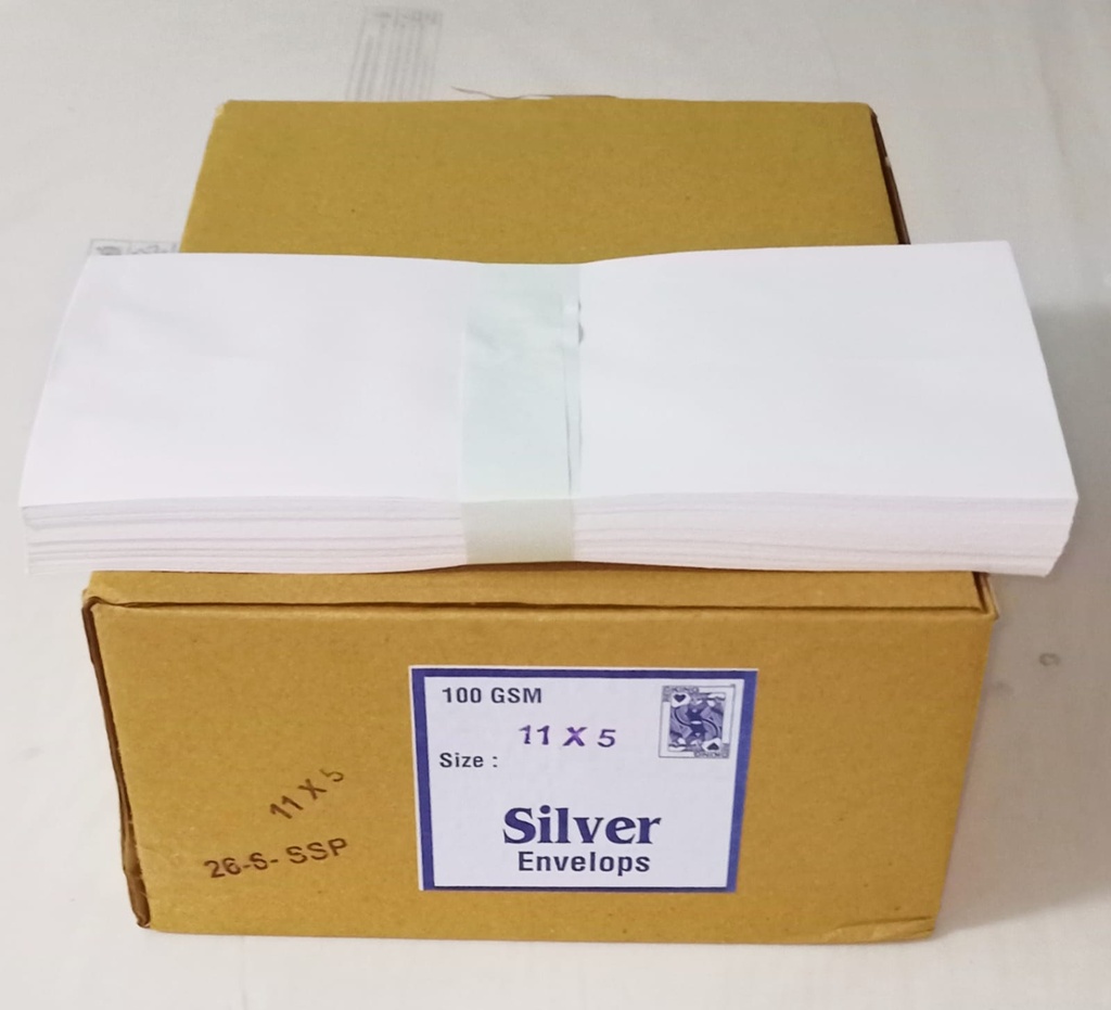 11x4.75 Silver Envelopes 100 Gsm-Pack of 100