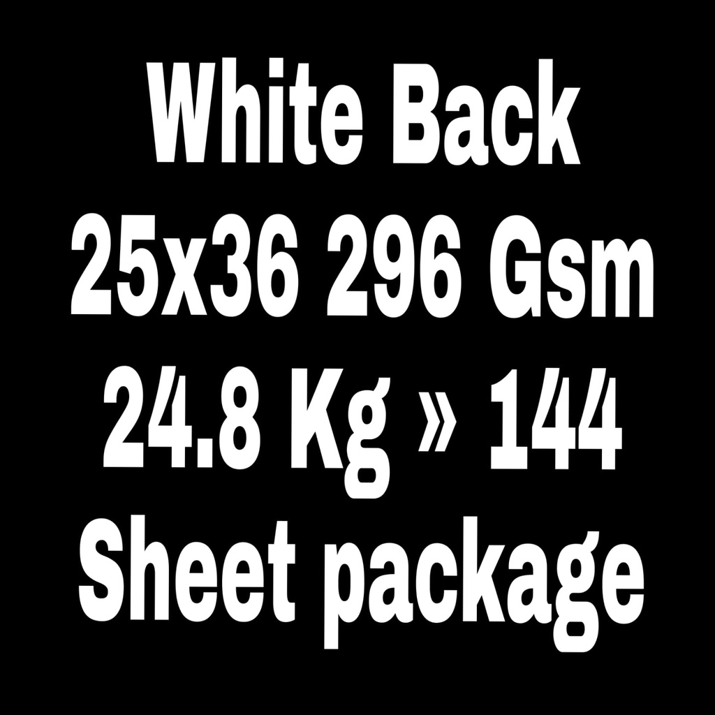 White Back 25x36 296 Gsm 24.8 Kg