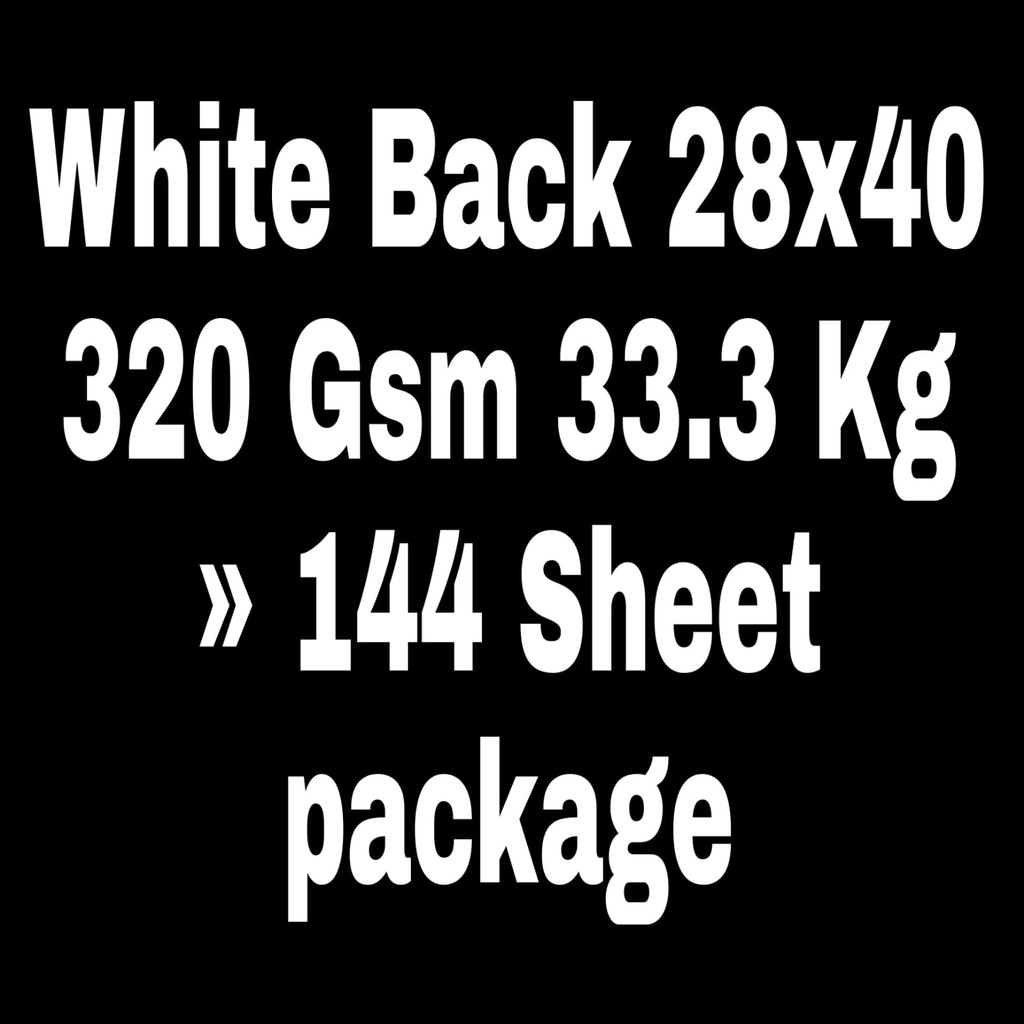 White Back 28x40 320 Gsm 33.3 Kg