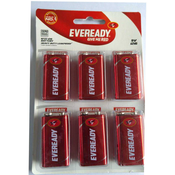 Eveready Red 9 Volt 1216 Heavy Duty Battery (Pack Of 6) 