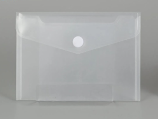 Plastic Transparent Button File Folder 14x10-Pack Of 5
