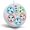 Frontech Power Connector with 3 USB Ports & 5 Sockets (1.5 Meter Cable)