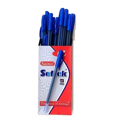 Saino Softek Blue Use & Throw Ball Pen-Pack Of 20