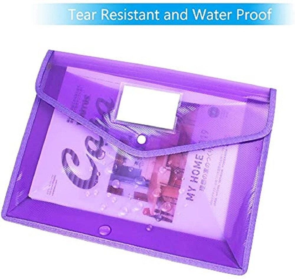 Plastic Button File Folder with Piping Border 14x10