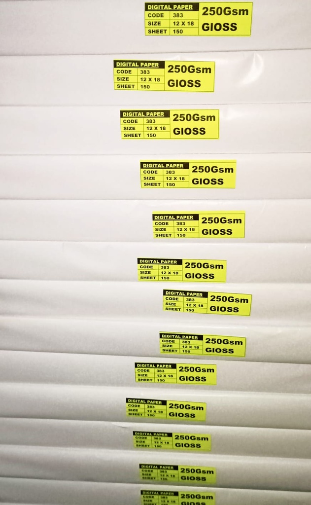 BGPPL Digital 12x18 250 Gsm Gloss Art Card 7.0 Kg-Pack of 200 (B3)