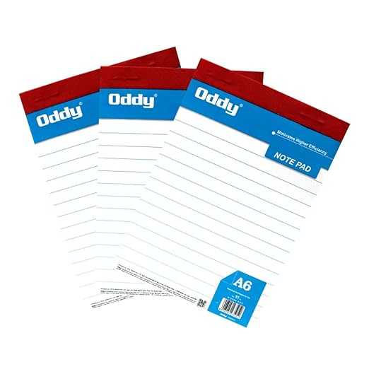 Oddy Writing Pad A6 80 Pages (1/16 Rulled) -Pack Of 5