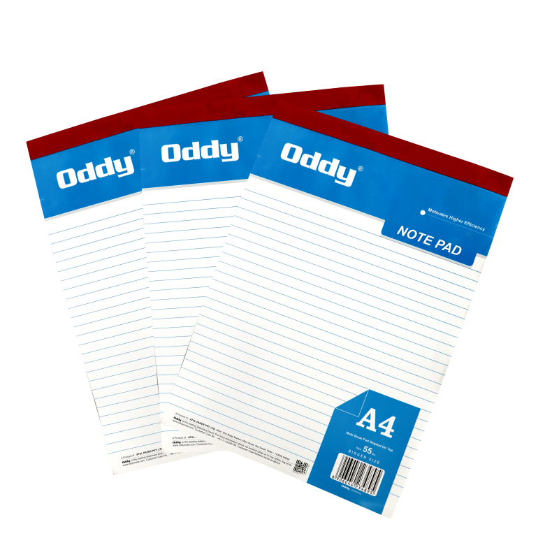 Oddy Writing Pad A4 80 Pages 1/4 Ruled Paper-Pack Of 5 (B10)