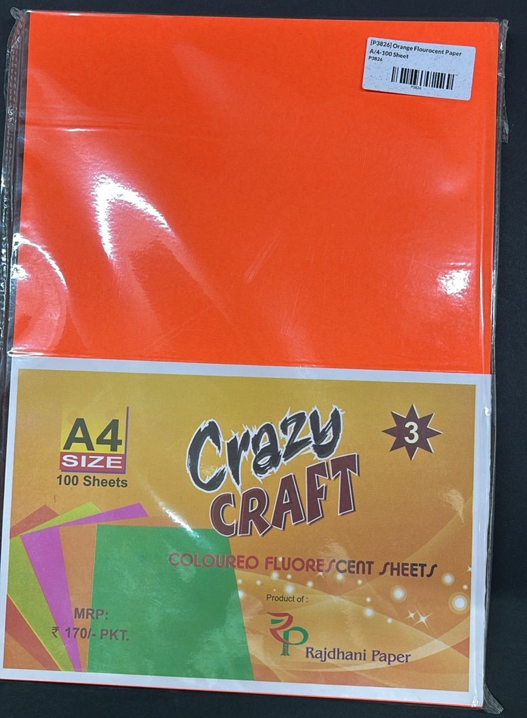 Orange Flourocent Paper A/4-100 Sheet