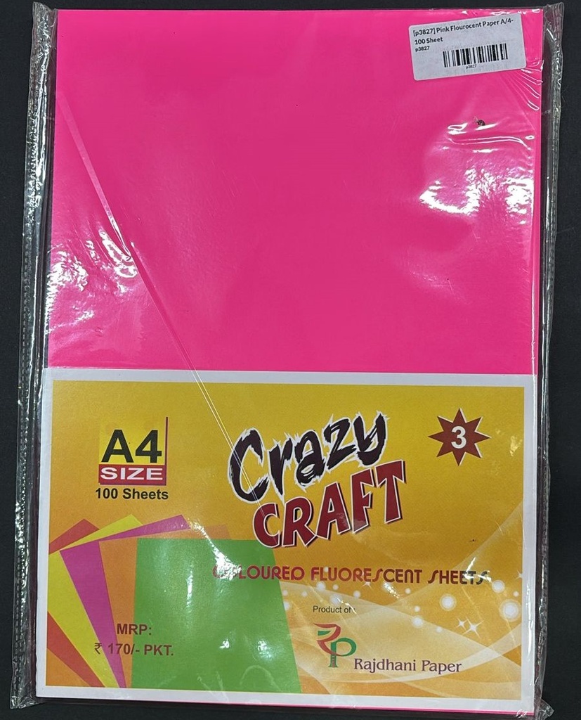 Pink Flourocent Paper A/4-100 Sheet